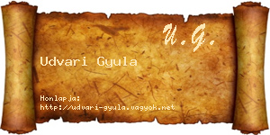 Udvari Gyula névjegykártya